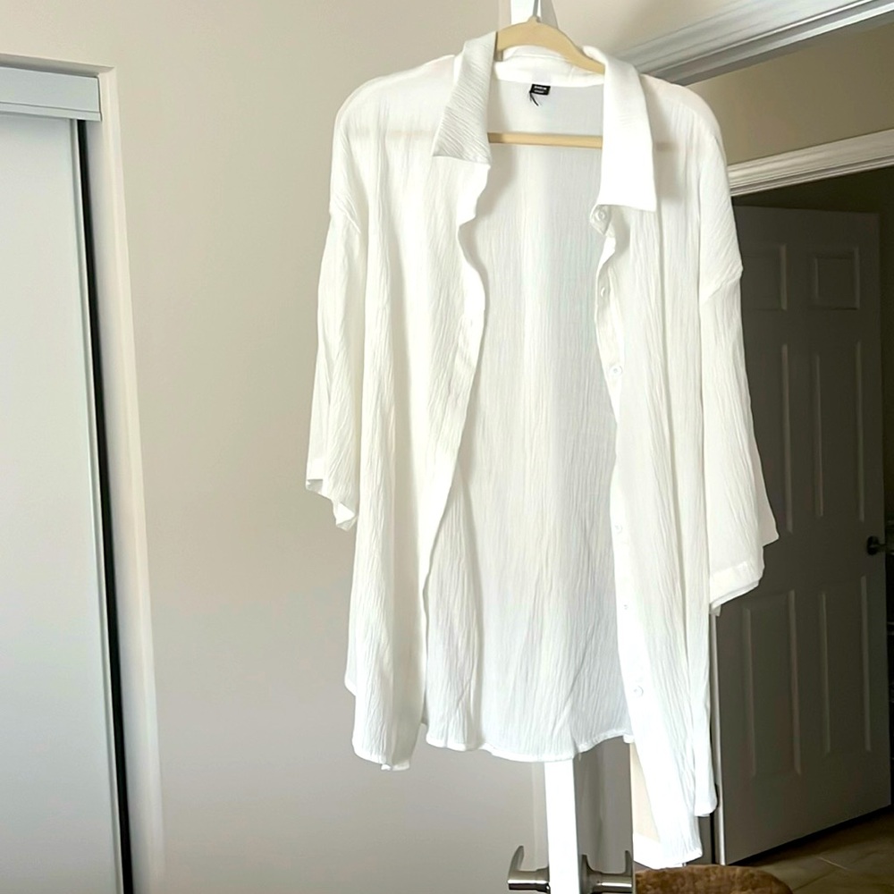 SHEIN - Half Sleeve Button Down Shirt - PLUS SIZE